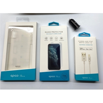 iPhone X & XS 18W KFZ Adapter + 1m Ladekabel + Case + 9H Schutzglas